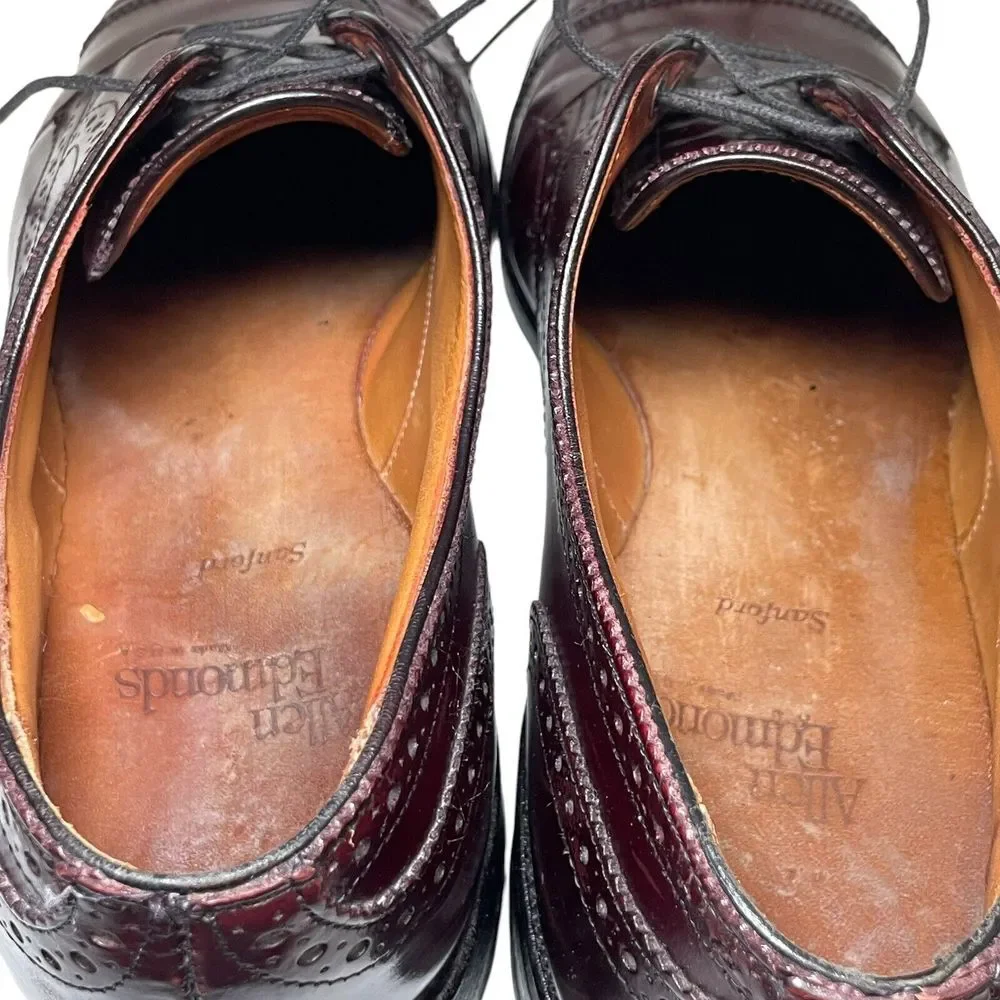 Allen Edmonds SANFORD Burgundy Leather Cap Toe‎ Oxford Dress Shoes 5237 Size 9D